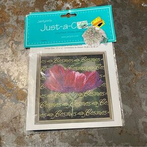 Jan Lynn Cosmos Cross stitch Embroidery. 30x30 flower design pink tan NWT craft